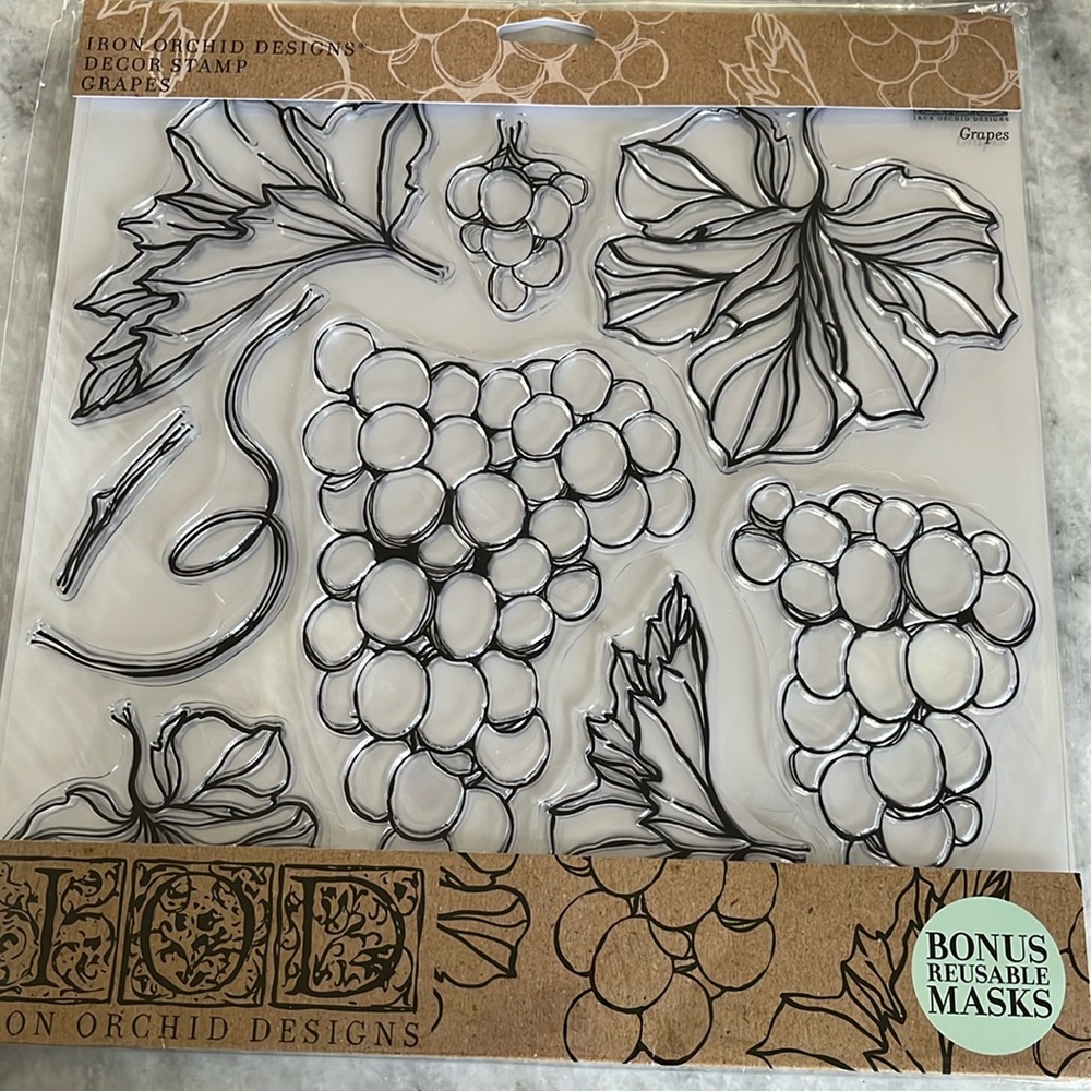 Iron Orchid Designs (IOD) Grapes Stamp NWT